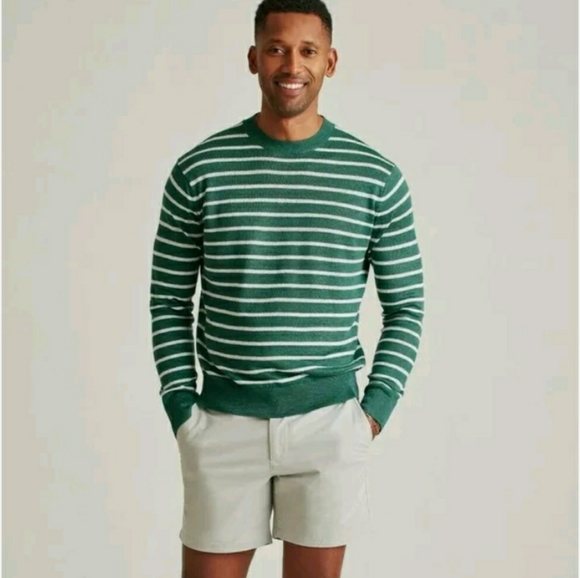 Bonobos Other - NWT Bonobos Mens Slim Fit 100% Linen Sweater Crew Neck Green/White Stripe XL